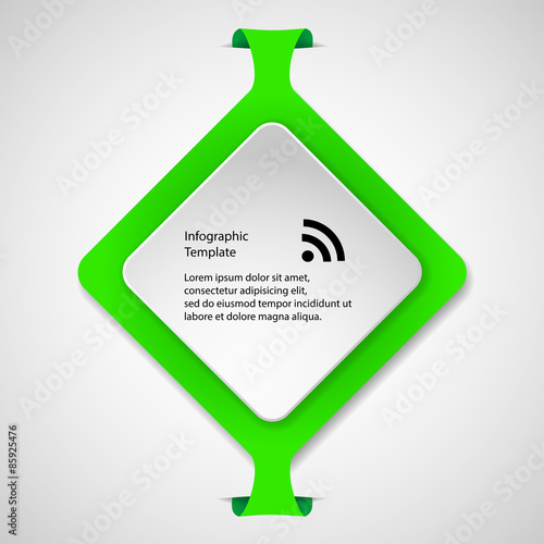 Infographic template with green rhombus shape