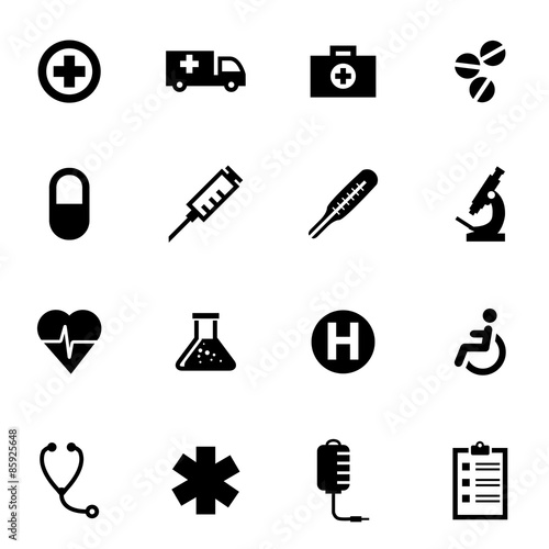 Vector black medical icon set