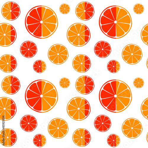 Orange and grapefruit slices seamless pattern background
