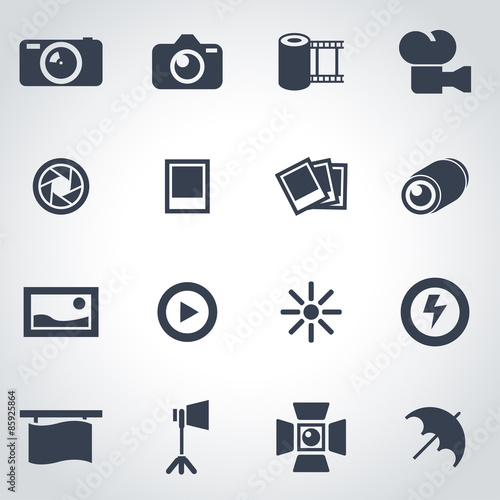 Vector black photo icon set
