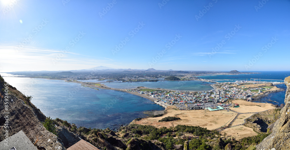 Obraz premium view from SeongSan Ilchulbong (Volcanic Cone) in Jeju Island.