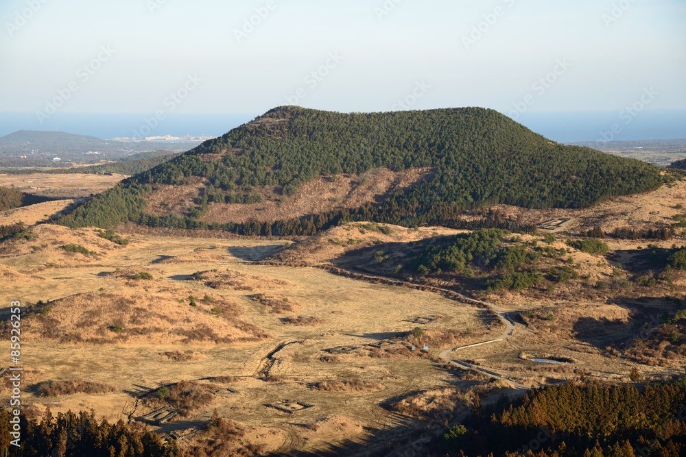 View from Baekyaki Volcanic cone in Jeju Island