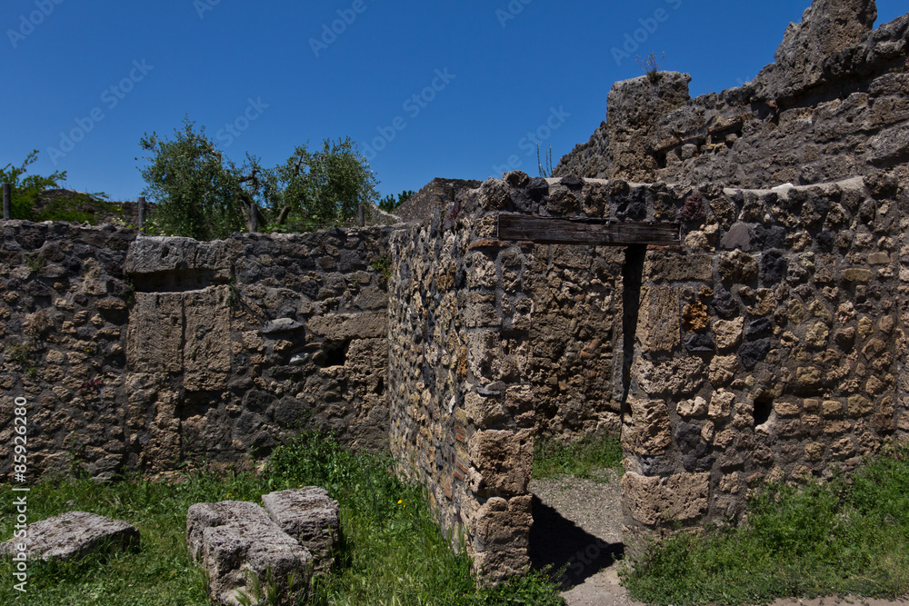 Excavated ruins of a typical house in Pompeii