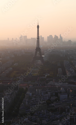 Evening view on Eiffel tower in Paris, France