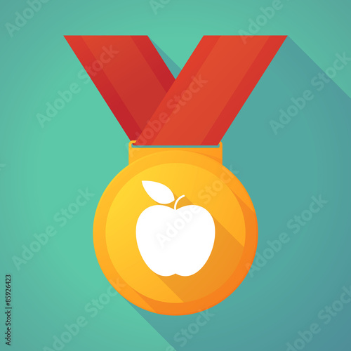 Long shadow gold medal with an apple