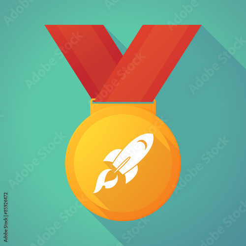 Long shadow gold medal with a rocket