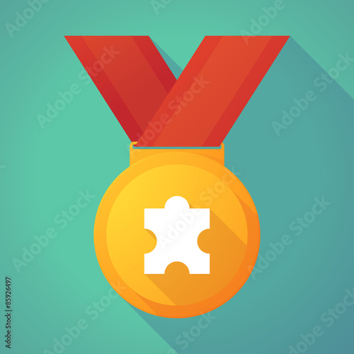 Long shadow gold medal with a puzzle piece