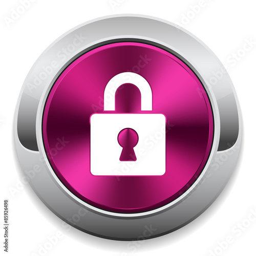 Purple login button with metal border on white background
