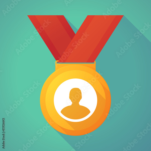 Long shadow gold medal with a male avatar