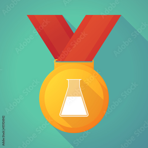Long shadow gold medal with a chemical test tube