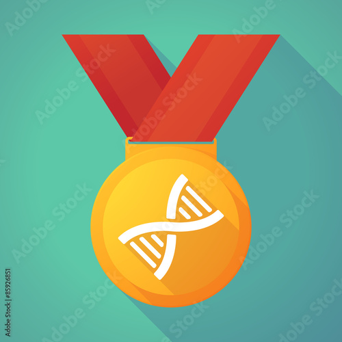 Long shadow gold medal with a DNA sign