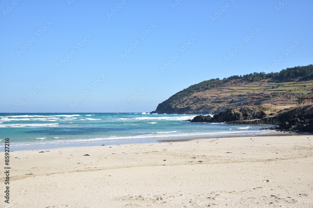 View of HamDeok Seoubong beach in Jeju Island View of HamDeok Seoubong beach in Jeju Island