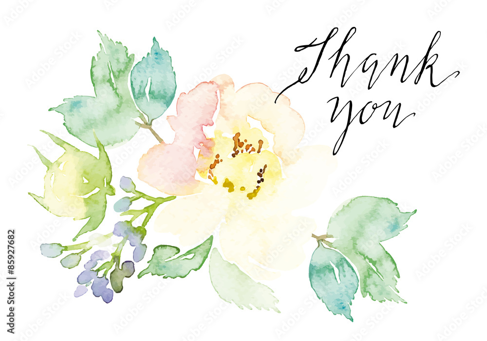 Obraz Watercolor greeting card flowers.