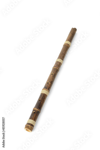 Korean traditional instrument called Danso  isolated on white