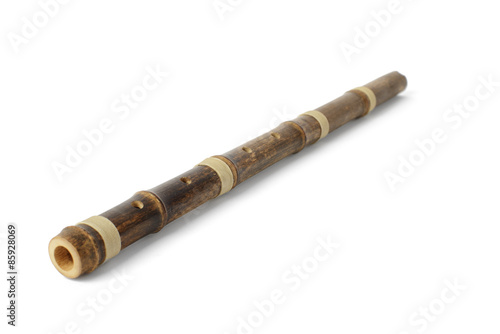 Korean traditional instrument called Danso isolated on white Stock