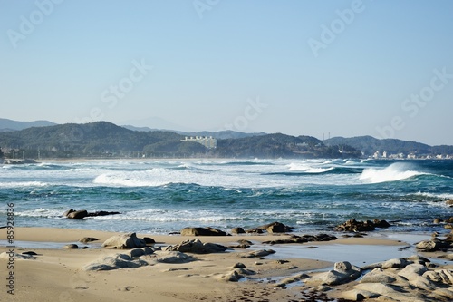 white waters in seaside of East-Sea, Korea photo