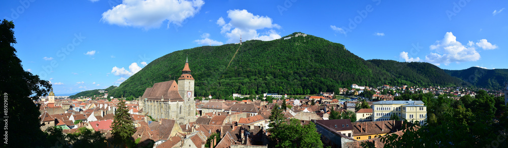 Panorama of Brasov city on a sunny day in Romania