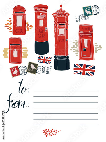 Postcard with Post office boxes