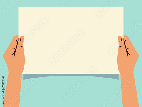 Hands holding empty paper