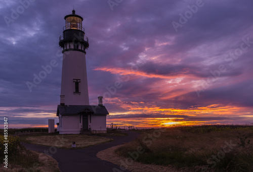 Yaquina lighthouse at sunset