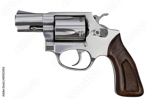 Pistol Revolver Handgun Firearm Isolated On White Background photo