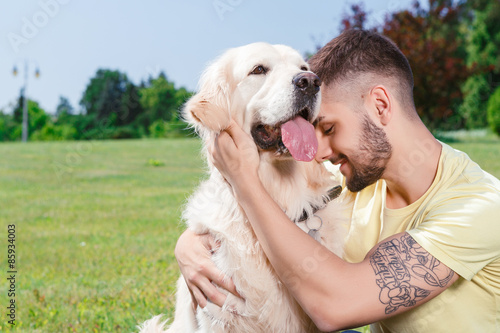 Handsome guy with his dog