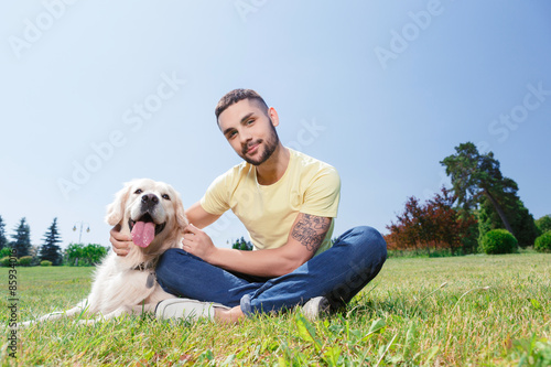 Handsome guy with his dog