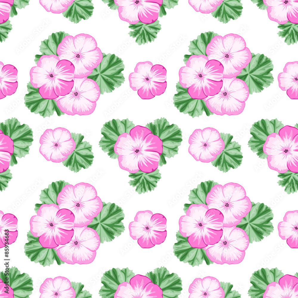 Obraz premium Vintage seamless pattern with geranium