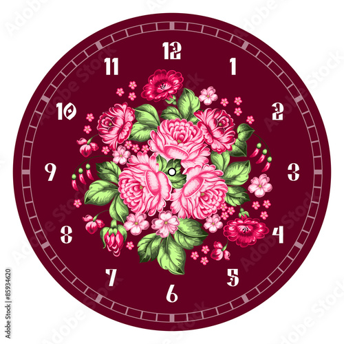 Russian Zhostovo clock face photo