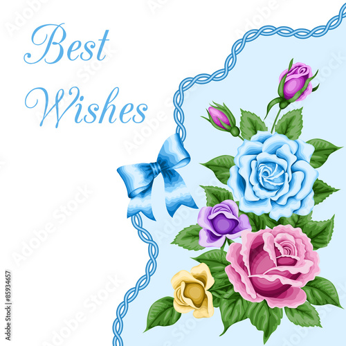 Vintage flower card with roses