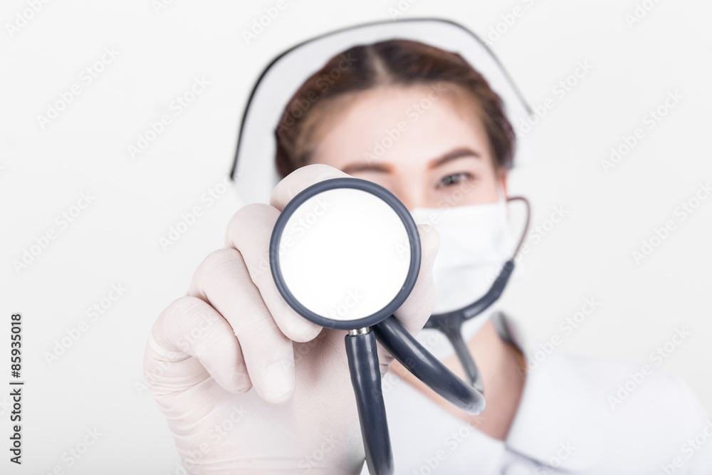 Beautiful nurse with a stethoscope Beautiful nurse with a stethoscope