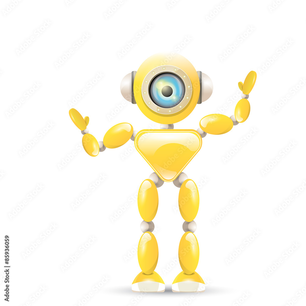 vector orange cartoon robot isolated on white vector orange cartoon robot isolated on white