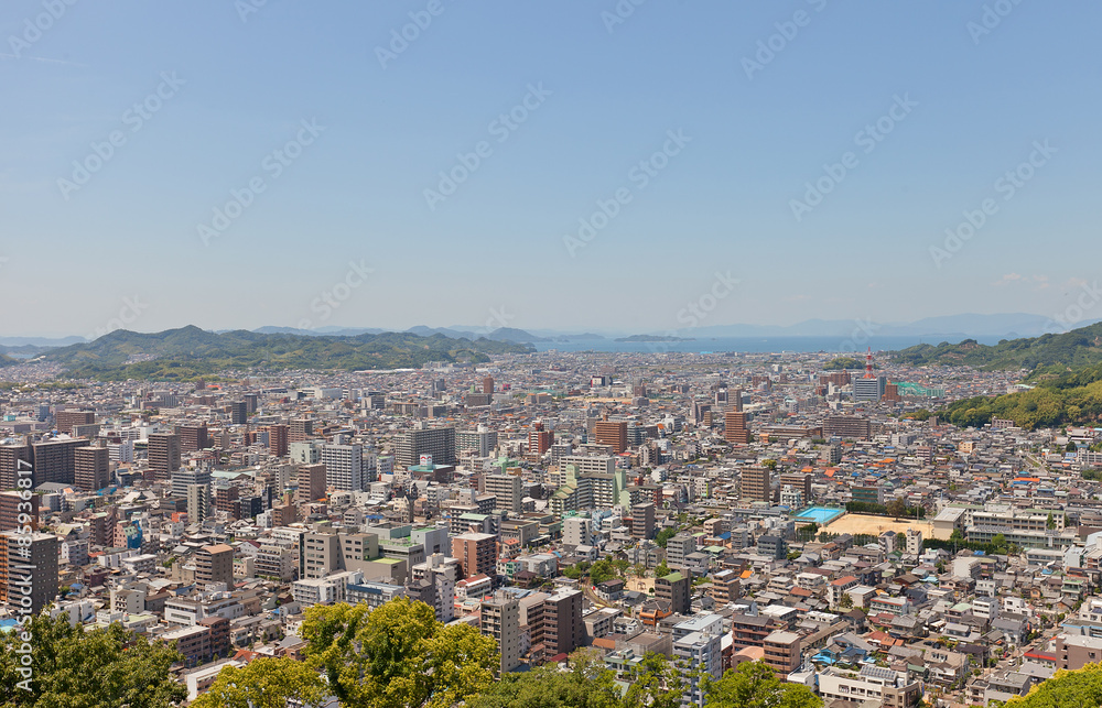 View of Matsuyama town, Shikoku Island, Japan