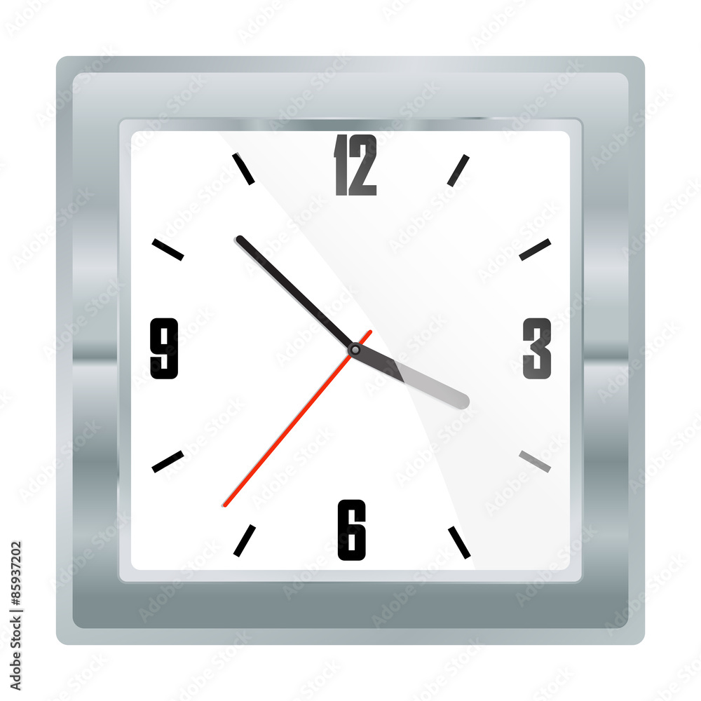 vector square mechanical platinum watch with a white dial and black Digits vector square mechanical platinum watch with a white dial and black Digits