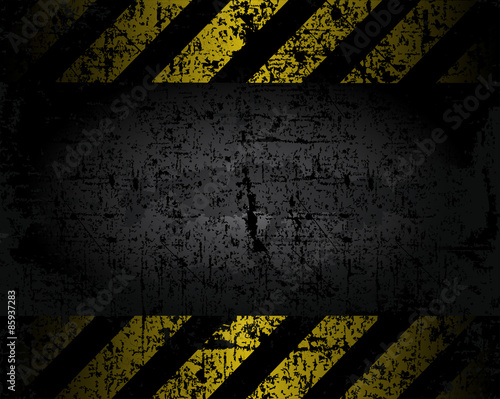 vector grungy background texture of the old pavement with black and yellow lines spaced horizontal danger warning