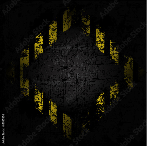 vector grungy background texture of old wall with diamond design with black and yellow lines warning of danger