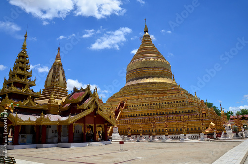 The golden Shwezigon Pagoda or Shwezigon Paya in Bagan, Myanmar.