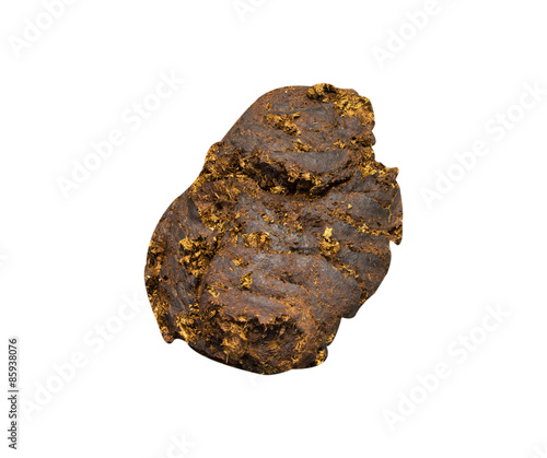 Cattle manure on a white background.
