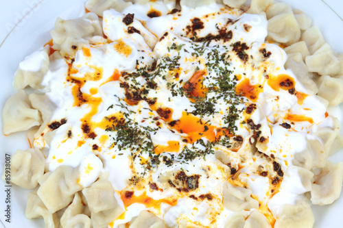 Traditional Turkish cuisine - Manti -
