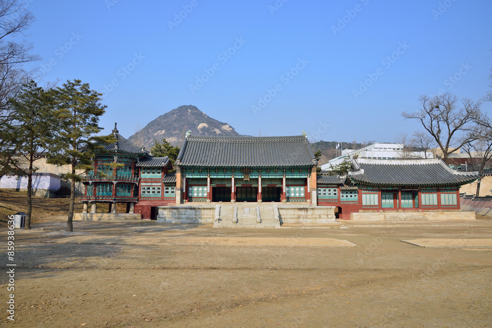 Fototapeta premium View of Parujeong, Jibokjae and hyeogildang in gyeongbok palace,