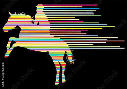 Horse riding equestrian sport with horse and rider vector backgr