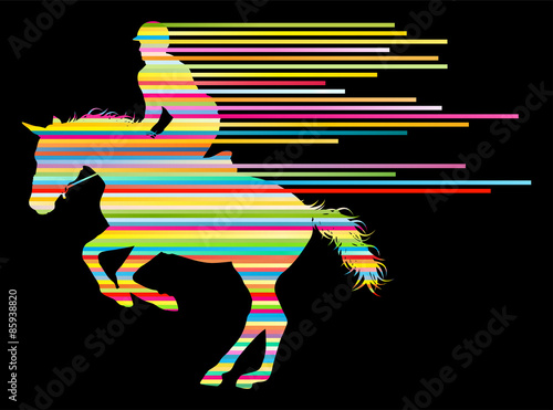 Horse riding equestrian sport with horse and rider vector backgr