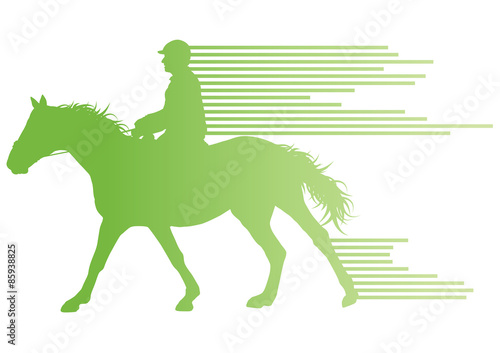 Horse riding equestrian sport with horse and rider vector backgr