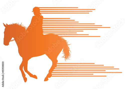 Horse riding equestrian sport with horse and rider vector backgr