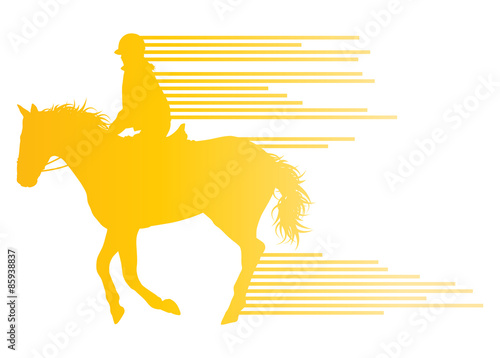 Horse riding equestrian sport with horse and rider vector backgr