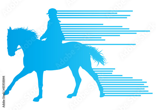 Horse riding equestrian sport with horse and rider vector backgr