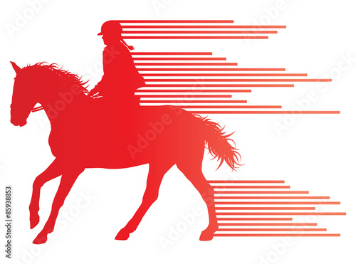 Horse riding equestrian sport with horse and rider vector backgr