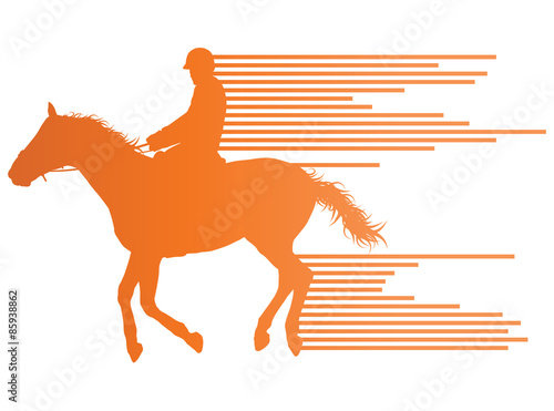Horse riding equestrian sport with horse and rider vector backgr