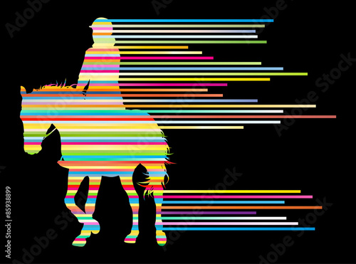 Horse riding equestrian sport with horse and rider vector backgr