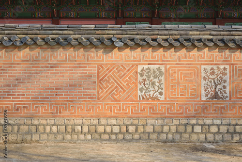 close-up of Korean traditional wall pattern in Gyeongbokgung
